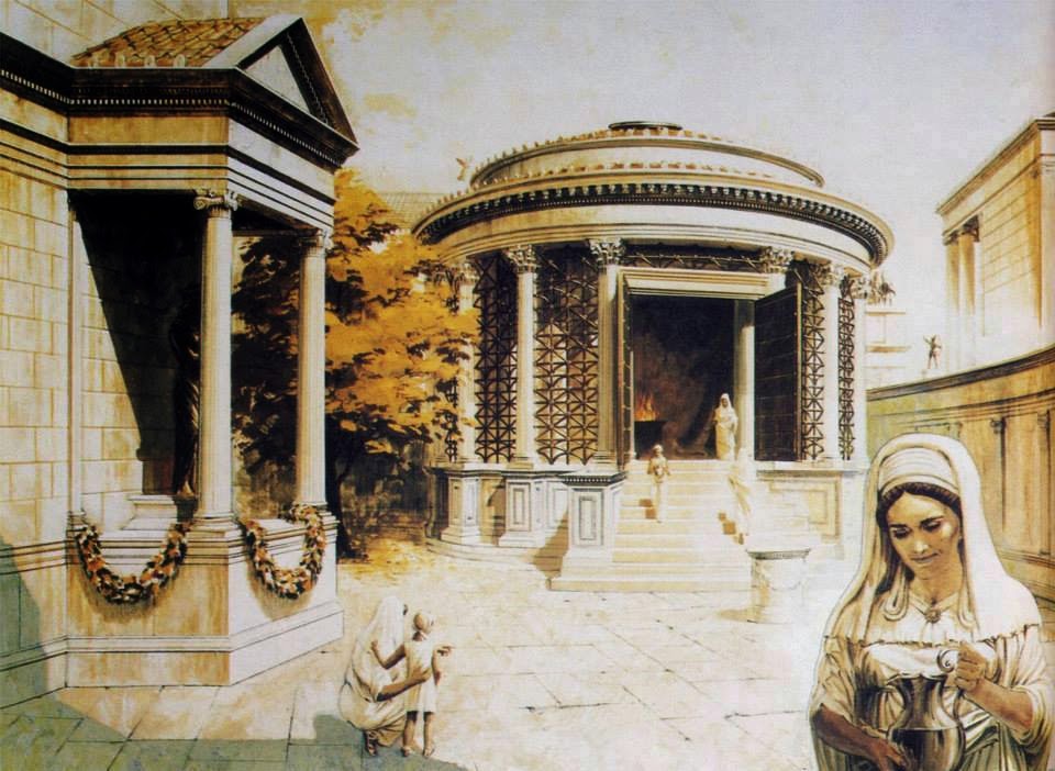 Muerte de una Vestal. Recreación del Templo de Vesta en el foro romano